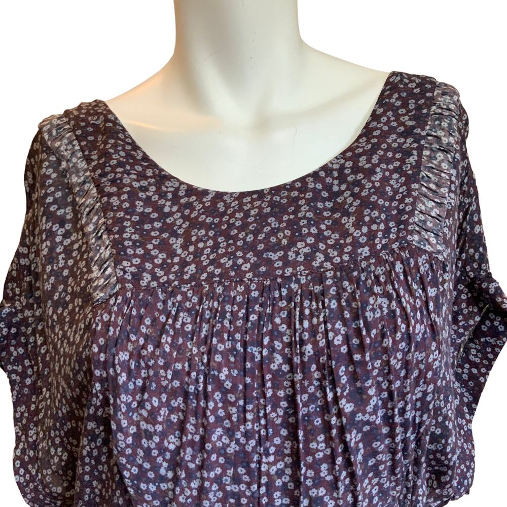 James Perse Purple Ditsy Floral Tiered Midi Dress 2 M - Picture 6 of 10